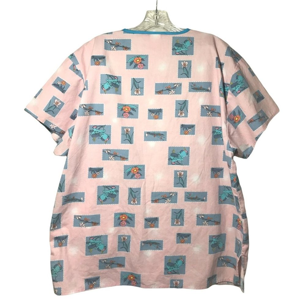 Lot of 2 Colorful Malibu Doc Scrub Tops Womens Size L Pink Multicolored - Picture 3 of 5